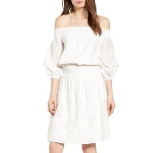 Chelsea28 Embroidered Off Shoulder Blouson Dress